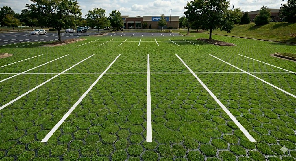 Grass paver parking lot